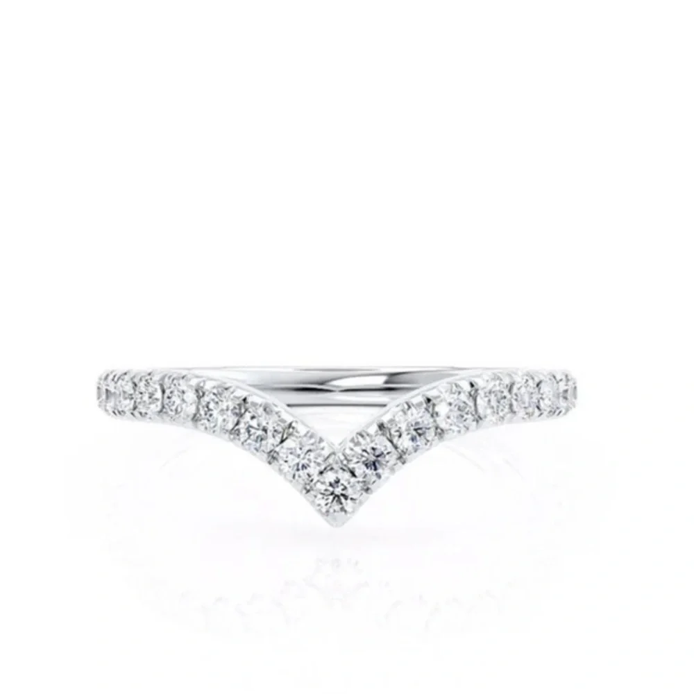 .88 cts VS2 Lab Diamond Chevron Sterling Silver Ring - Picture 1 of 4